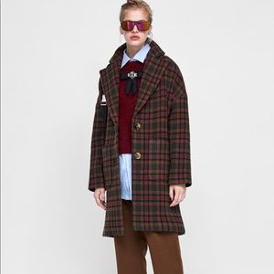 Zara Double breasted plaid coat